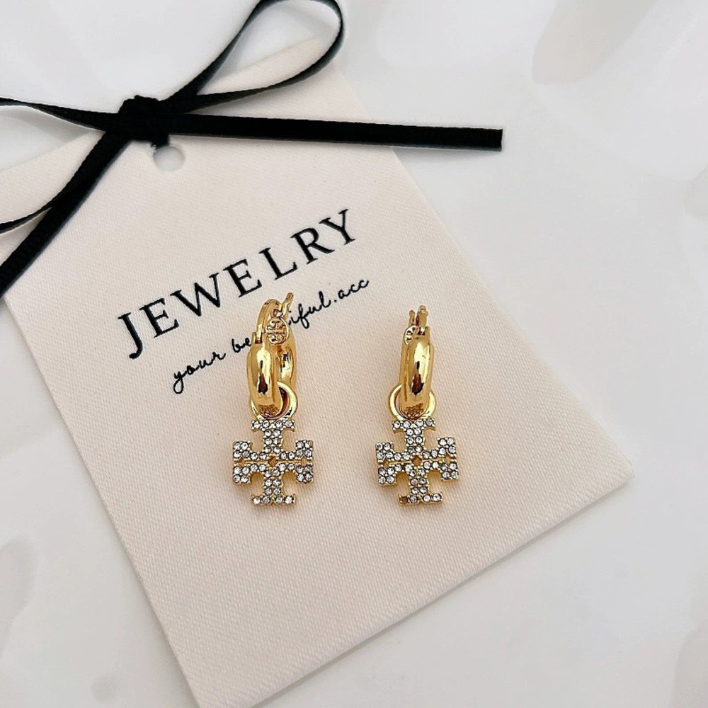 Tory Burch Zircon Letter Earrings